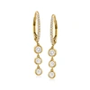 Ross-simons Diamond Hoop Drop Earrings In 14kt Yellow Gold In White