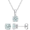 MIMI & MAX 2 1/10 CT TGW AQUAMARINE 2-PIECE SET OF PENDANT WITH CHAIN AND EARRINGS IN STERLING SILVER