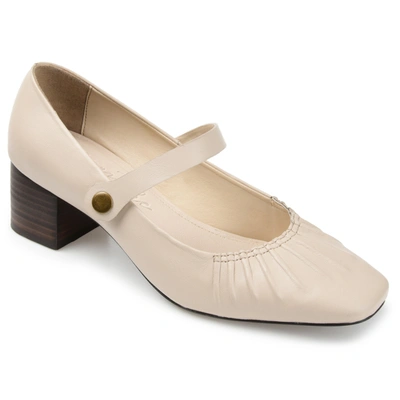 Journee Collection Signature Women's Genuine Leather Tru Comfort Foam Ellsy Pump In Beige