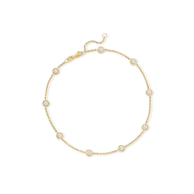 Ross-simons Diamond Station Anklet In 14kt Yellow Gold In White