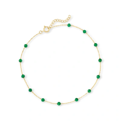 Canaria Fine Jewelry Canaria Emerald Bead Anklet In 10kt Yellow Gold In Green