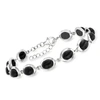 Ross-simons Black Onyx Cabochon Station Bracelet In Sterling Silver In Silver