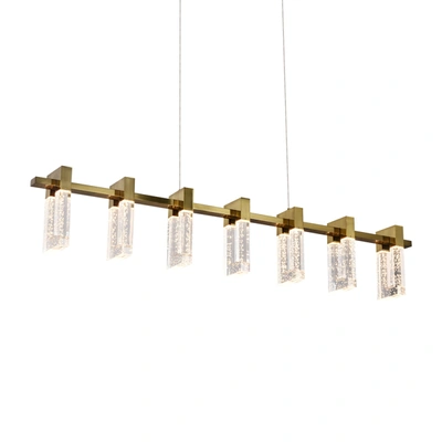 Vonn Lighting Sorrento Vac3137ab 40" Integrated Led Linear Chandelier Lighting Fixture In Antique Brass With 7 Sha