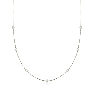 Ross-simons Diamond Station Necklace In 14kt White Gold In Metallic