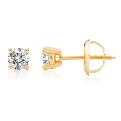 Max + Stone Certified 14k Yellow Gold Lab Grown Diamond Solitaire Stud Earrings (1/2 Ct. Tw)