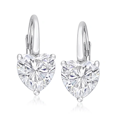 Ross-simons Moissanite Heart Earrings In Sterling Silver