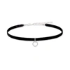 Ross-simons Diamond Open-circle Choker Necklace With Black Velvet Cord In Sterling Silver In Black