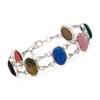Ross-simons Multi-stone Scarab Bracelet In Sterling Silver In Multi