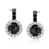 Ross-simons Black And White Diamond Drop Earrings In Sterling Silver In Silver