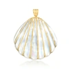 Ross-simons Mother-of-pearl Seashell Pendant With 4-4.5mm Cultured Pearls In 14kt Yellow Gold In Gold
