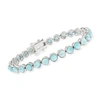 Ross-simons 5mm Larimar Tennis Bracelet In Sterling Silver In Silver