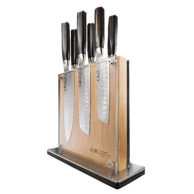 Cuisine::pro Damashiro Emperor Shi Knife Block Set, 7 Piece In Silver