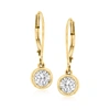 Ross-simons Bezel-set Diamond Drop Earrings In 14kt Yellow Gold In Gold