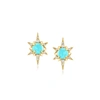 Rs Pure By Ross-simons Turquoise Starburst Earrings With Diamond Accents In 14kt Yellow Gold In Blue