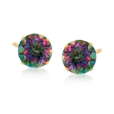Ross-simons Mystic Topaz Stud Earrings In 14kt Yellow Gold In Multi