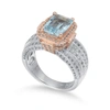 Suzy Levian Two-tone Sterling Silver 5.83 Tcw Blue Topaz Ring