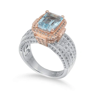 SUZY LEVIAN TWO-TONE STERLING SILVER 5.83 TCW BLUE TOPAZ RING