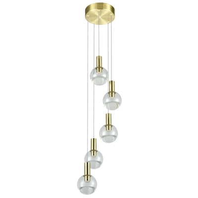 Vonn Lighting Sienna Vac3185brs 5-light Integrated Led Chandelier Lighting Fixture With Globe Shades, Brass