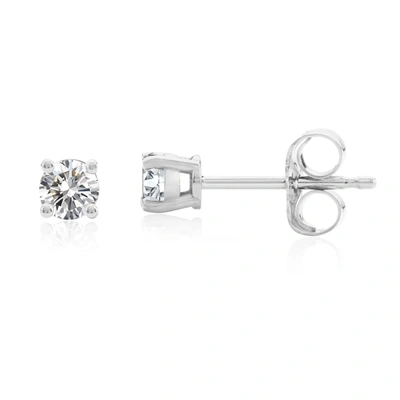 Max + Stone Certified 14k White Gold Lab Grown Diamond Solitaire Stud Earrings (1/4 Ct. Tw) In Silver