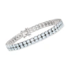 Ross-simons 13.00- Aquamarine 2-row Tennis Bracelet In Sterling Silver In Silver
