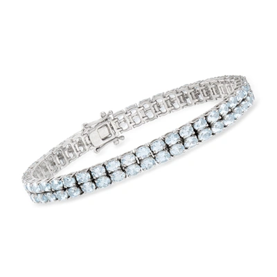 Ross-simons 13.00- Aquamarine 2-row Tennis Bracelet In Sterling Silver