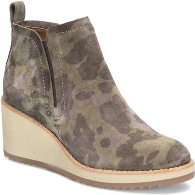 Söfft Women's Emeree Waterproof Wedge Bootie In Olive Camo In Grey