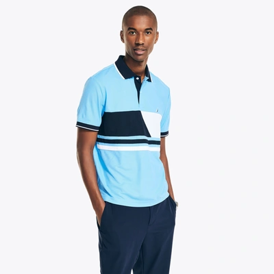 Nautica Mens Navtech Sustainably Crafted Classic Fit Printed Polo In Blue