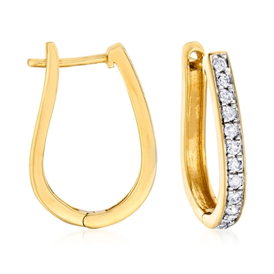 Ross-simons Diamond Oval Hoop Earrings In 18kt Gold Over Sterling In Yellow