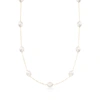 Ross-simons 8-8.5mm Cultured Pearl Station Necklace In 14kt Yellow Gold In Silver