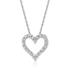 Ross-simons Diamond Open-space Heart Pendant Necklace In 14kt White Gold In Silver