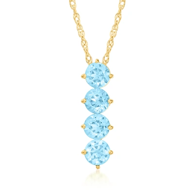Canaria Fine Jewelry Canaria London Blue Topaz 4-stone Linear Pendant Necklace In 10kt Yellow Gold