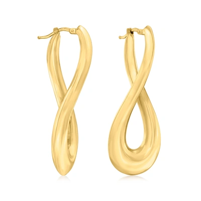 Ross-simons Italian 18kt Yellow Gold Elongated Twisted Hoop Earrings