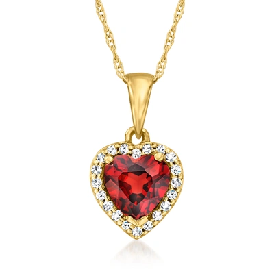 Canaria Fine Jewelry Canaria Garnet And . Diamond Heart Pendant Necklace In 10kt Yellow Gold In Red