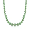 Ross-simons 6-13mm Graduated Green Jade Bead Necklace With 14kt Yellow Gold In Green