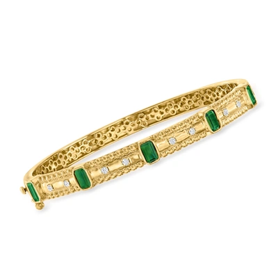 Ross-simons Emerald And . Diamond Bangle Bracelet In 18kt Gold Over Sterling In Green