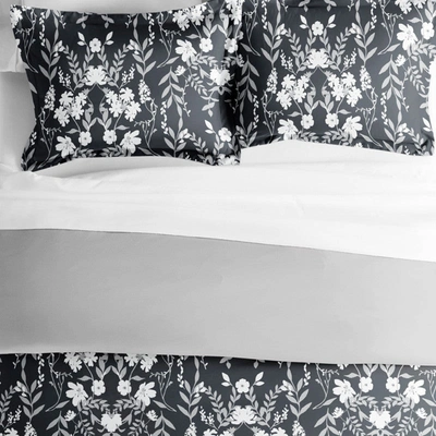 Ienjoy Home Secret Garden Black Reversible Pattern Duvet Cover Set Ultra Soft Microfiber Bedding, King/cal-king