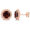 Mimi & Max 4 Ct Tgw Garnet Halo Stud Earrings In Rose Plated Sterling Silver In Gold