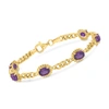 Ross-simons Amethyst Link Bracelet In 18kt Gold Over Sterling Silver In White