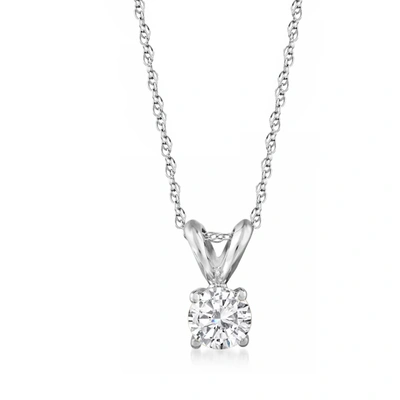 Ross-simons Diamond Solitaire Necklace In 14kt White Gold In Silver