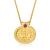 ROSS-SIMONS ITALIAN TAGLIAMONTE . RUBY CAMEO-STYLE PENDANT NECKLACE IN 18KT GOLD OVER STERLING