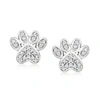Ross-simons Diamond Paw Print Stud Earrings In Sterling Silver In Silver