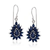 Ross-simons Sapphire Cluster Drop Earrings In Sterling Silver In Blue