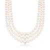 Ross-simons 6-12.5mm Cultured Pearl 3-strand Necklace With 14kt Yellow Gold In White