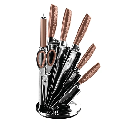 Berlinger Haus 8-piece Kitchen Knife Set With Acrylic Stand In Gold