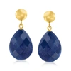 Ross-simons Sapphire Teardrop Earrings In 14kt Yellow Gold In Blue