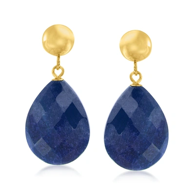 Ross-simons Sapphire Teardrop Earrings In 14kt Yellow Gold In Blue