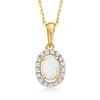 CANARIA FINE JEWELRY CANARIA OPAL PENDANT NECKLACE WITH DIAMOND ACCENTS IN 10KT YELLOW GOLD