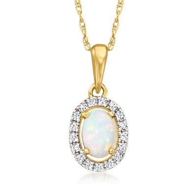 Canaria Fine Jewelry Canaria Opal Pendant Necklace With Diamond Accents In 10kt Yellow Gold In Silver