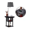 BRIGHTECH MADISON END TABLE WITH LED LAMP, 2 USB PORTS AND OUTLET