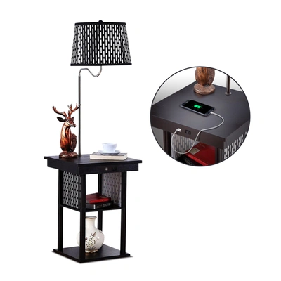 Brightech Madison End Table With Led Lamp, 2 Usb Ports And Outlet
